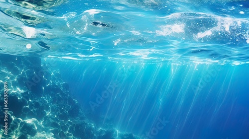 Sea water background with sun rays. Generation AI