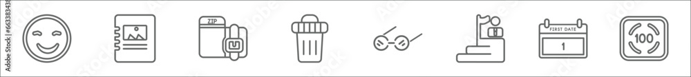 outline set of user interface line icons. linear vector icons such as ...