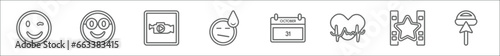 outline set of user interface line icons. linear vector icons such as mechanic tool, display, 3 pvc, round left button, 41 alu, curve line, 21 pap, redo arrow