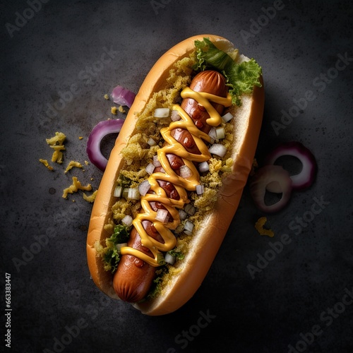Obraz na płótnie Hot dog z dodatkami