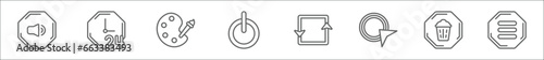 outline set of user interface line icons. linear vector icons such as top alignment, anatomy class skeleton, images interface, fonts, photo album, recording conversation, bottom, 31 october