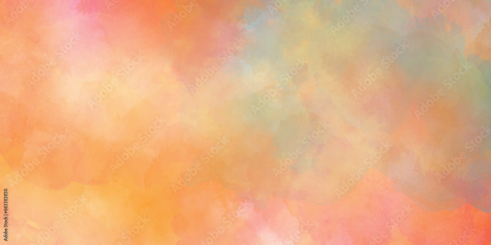 Abstract horizontal background designed with colorful splashes of watercolor, Vector watercolor art background with watercolor splashes, The color splashing in the paper for any creative design.