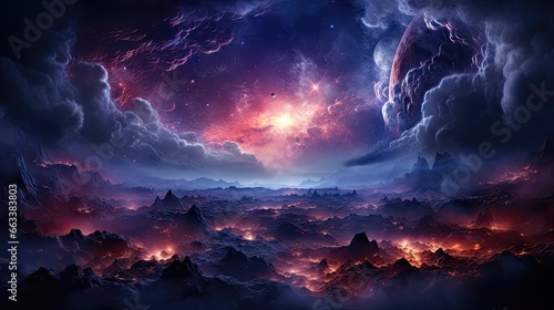 Enigmatic Cosmic Universe. Supernova Nebula and Starry Space Artwork 