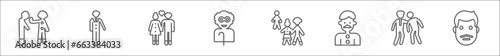 outline set of family relations line icons. linear vector icons such as step-brother, husband, girlfriend, grandfather, ex-husband, father, cousin, uncle