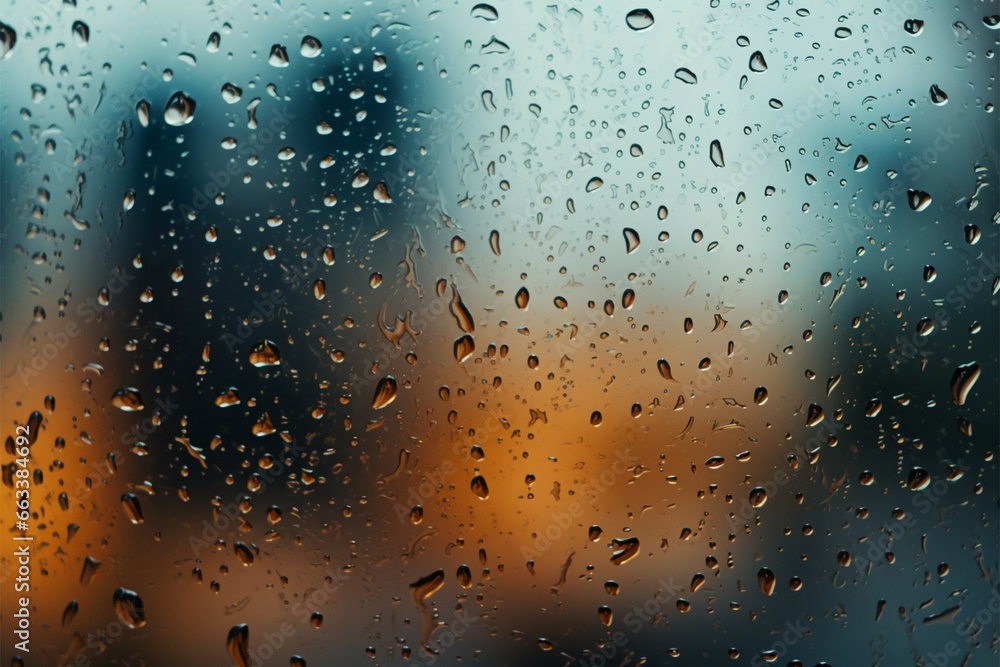 Rainy ambiance Glass window speckled with raindrops during monsoon Rainy ambiance Glass window speckled with raindrops during monsoon