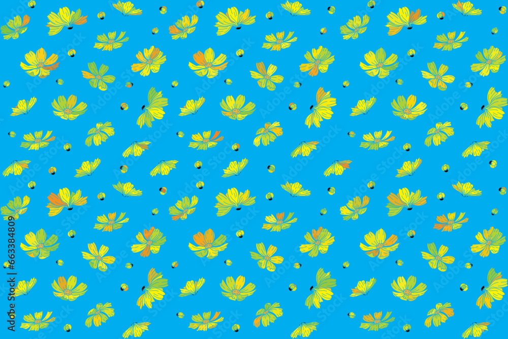 Illustration of cosmos flower on blue background. Illustration of cosmos flower on blue background.