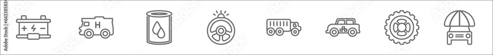 outline set of mechanicons line icons. linear vector icons such as car ...