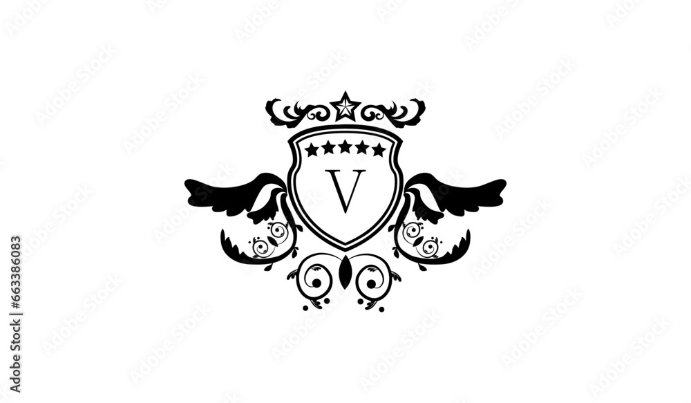 Elegant ornamental logo V Elegant ornamental logo V