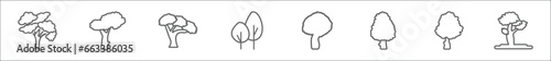 outline set of nature line icons. linear vector icons such as american elm tree, black cherry tree, black locust tree, northern red oak shadbush american larch american hophornbeam pignut hickory