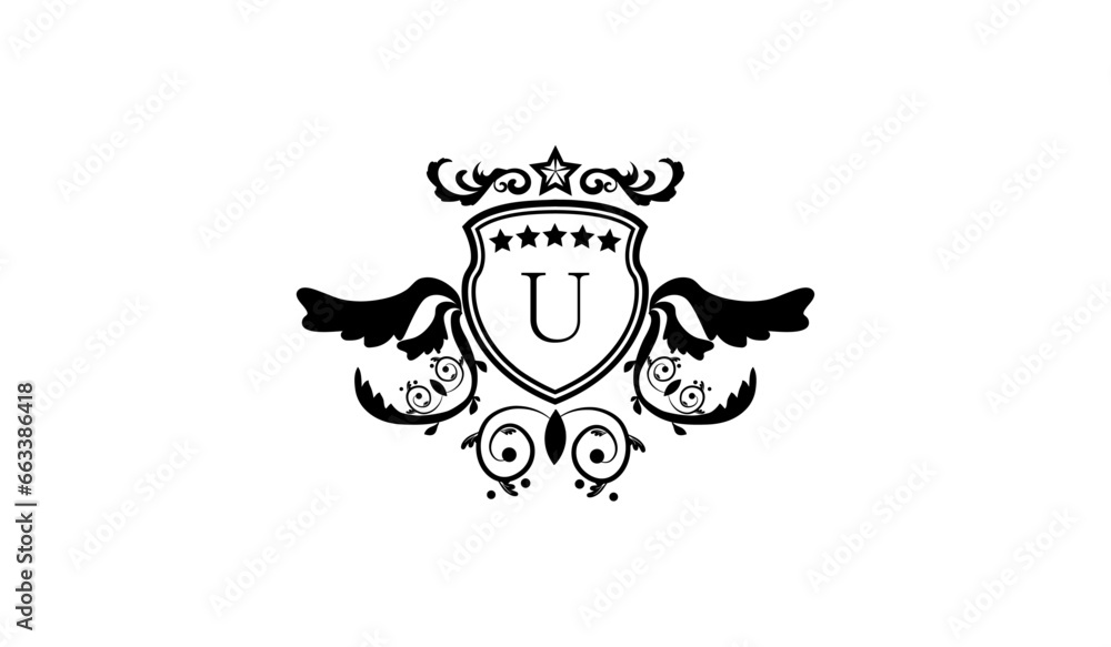 Elegant ornamental logo U Elegant ornamental logo U