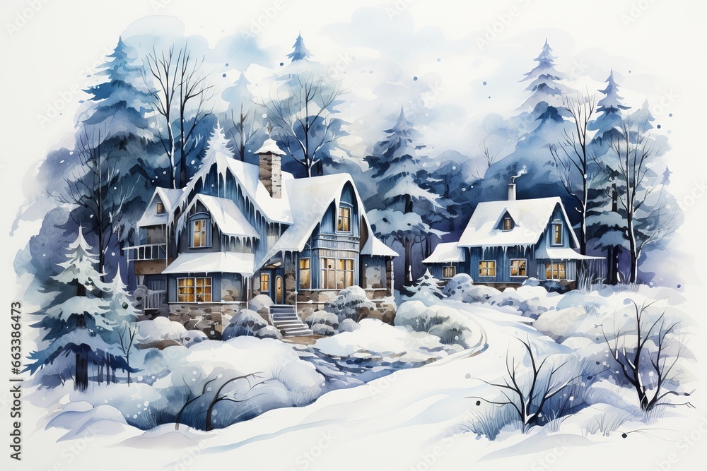 winter landscape with house