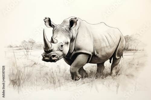 Sketch of a rhino. Generative AI © Elina