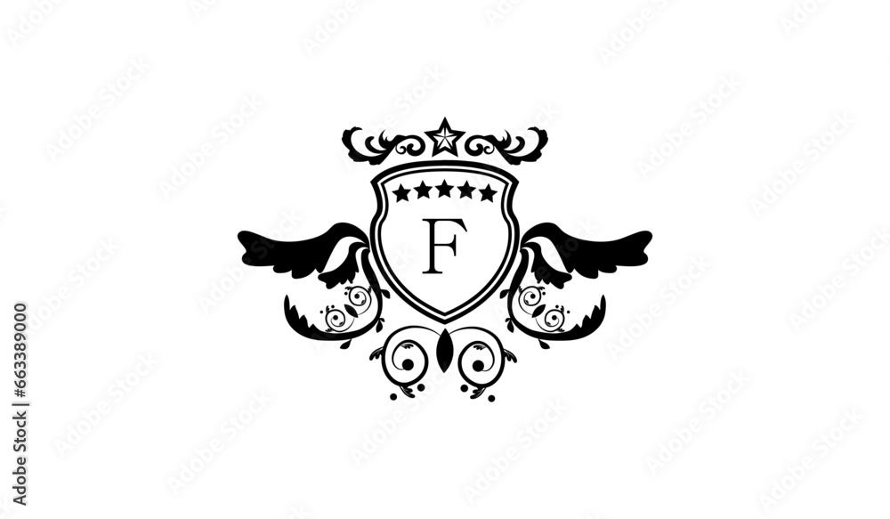 Elegant ornamental logo F Elegant ornamental logo F