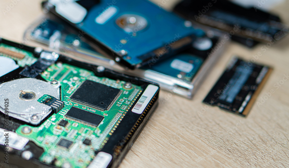 cyber data attack concept : broken laptop ,crash motherboard ,memory hard disk electronic hardware problems cyber data attack concept : broken laptop ,crash motherboard ,memory hard disk electronic hardware problems