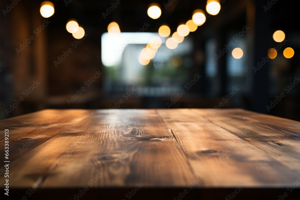 Soft focus background accentuates the beauty of a wooden table