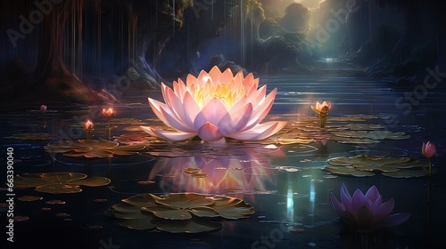 Magical lotus flower on the...