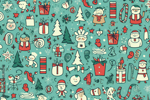 The cute Christmas pattern on a light blue background is ideal for gift wrapping paper, backgrounds, and other high-quality prints.AI generated