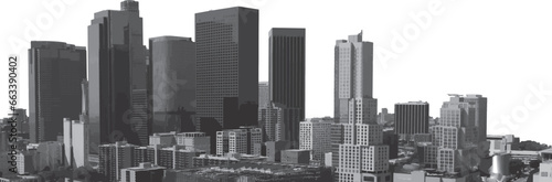 Cityscape Los Angeles, CA grayscale sketch vector from photo 