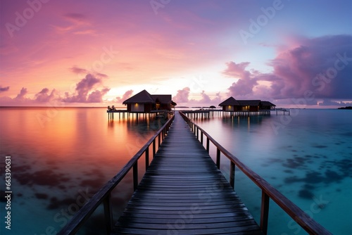 Sunset horizon in the Maldives, a serene island escape for travelers © Jawed Gfx