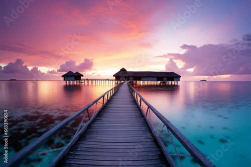 Sunset horizon in the Maldives, a serene island escape for travelers