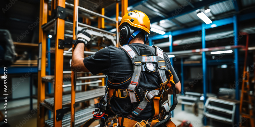 Essential Industrial Safety Harness Gear for Workers - obrazy, fototapety, plakaty 