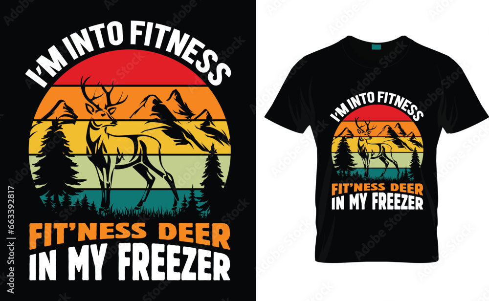 hunting t-shirt design vector Template. Vector graphics is ready for typographic poster, Sticker, label, banner, cover or t-shirt. Camping,  outdoor, Mountain hunting, Men and women's t-shirt design.
