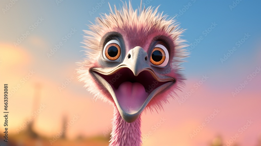 portrait of an ostrich   - obrazy, fototapety, plakaty 