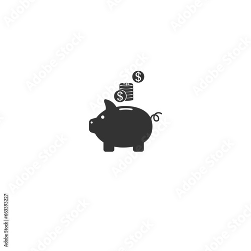 Piggy bank icon set vector with dollar coin and moneybox flat sign symbols logo illustration isolated on white background.Concepts for business banking,saving,accumulation money,budget and finance