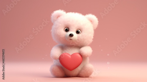 teddy bear with heart shaped pillow generated by AI