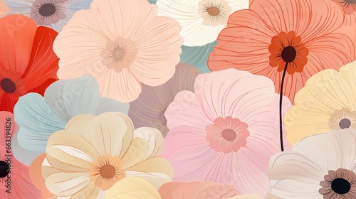  a bunch of flowers that are on a wallpaper background.  generative ai