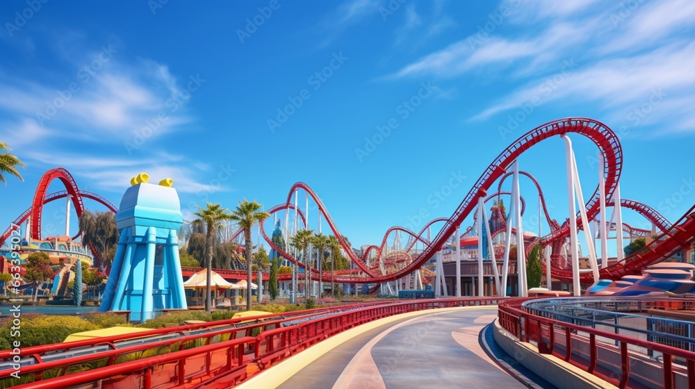 roller coaster ride in park generated by AI