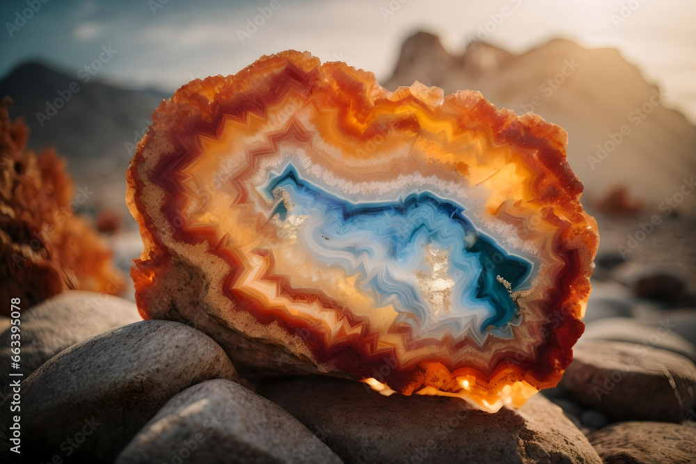 Fototapeta premium Agate Allure: The Mesmerizing Layers of Nature's Colorful Canvas