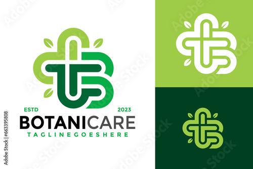 Letter B Botanical Health Care Logo design vector symbol icon illustration