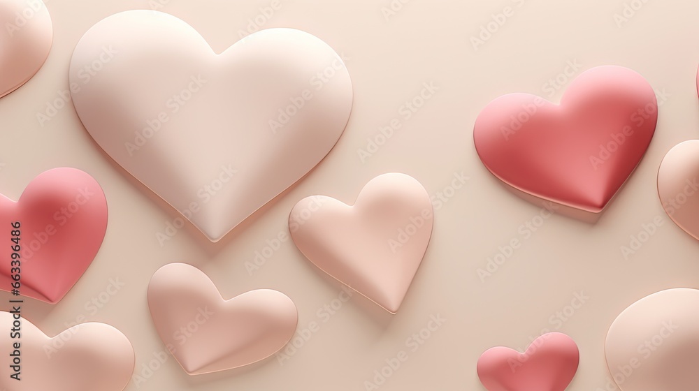  a group of pink and white hearts on a pink background.  generative ai