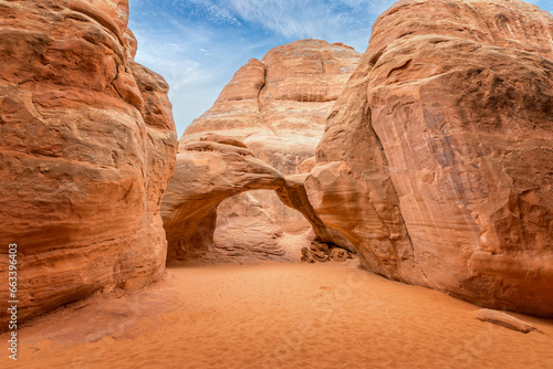 The Sand Dune Arch in the Arches  National Park, Utah USA photo