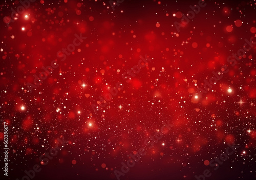 Elegant luxurious red background adorned with shimmering yellow gold stars and small bokeh, creating internationally renowned graphic for various festive celebrations. Generative AI. photo