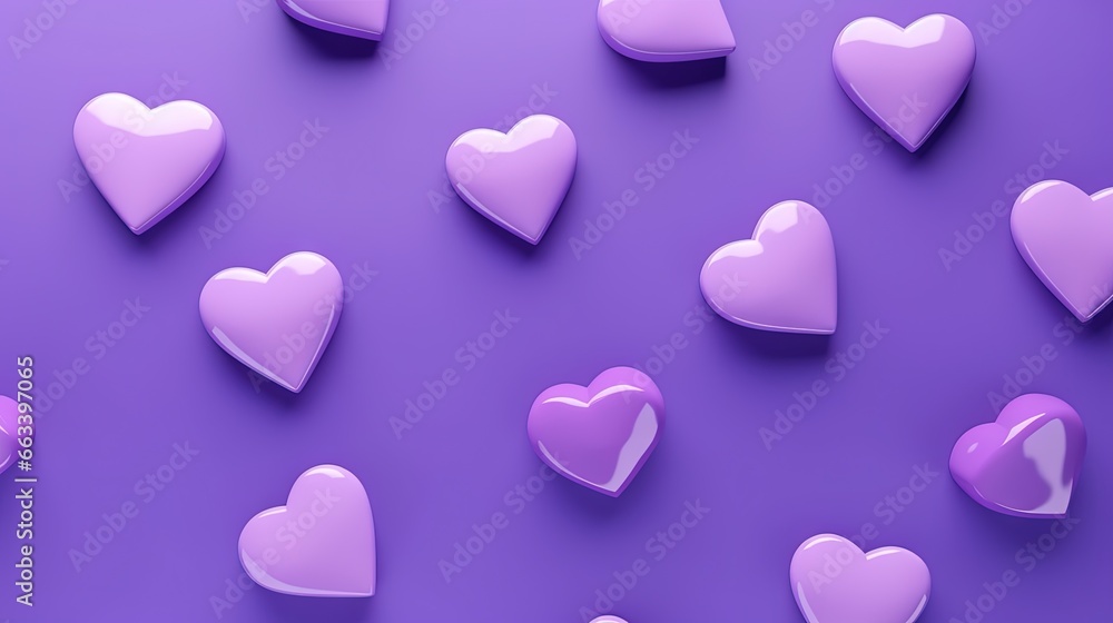 a group of pink hearts on a purple background with a purple background.  generative ai