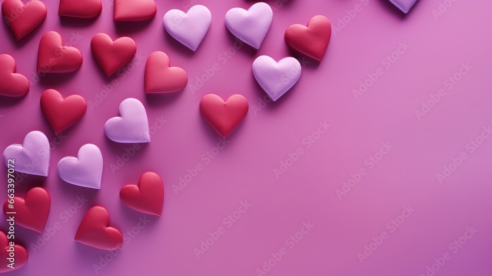  a group of hearts on a purple and pink background with the words happy valentine's day.  generative ai