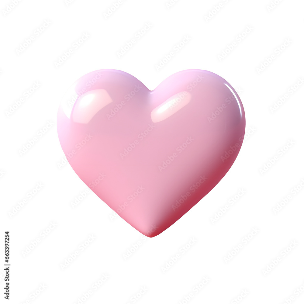 Happy Valentine's Day 3D pink heart shape icon in Y2K style. Design for greeting cards, posters, banners, flyers, invitations to parties, and social media templates. Generative AI.