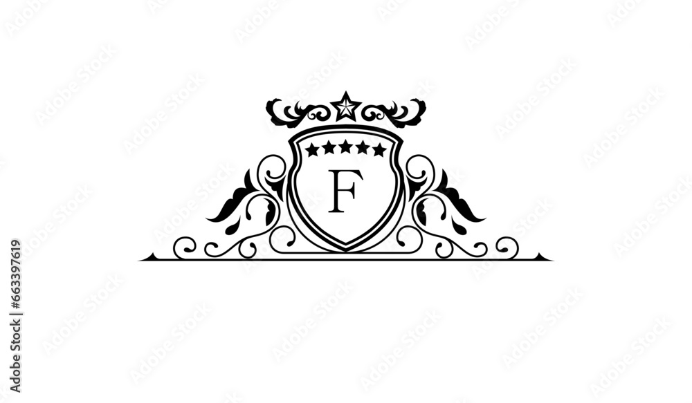 Luxury anniversary logo F