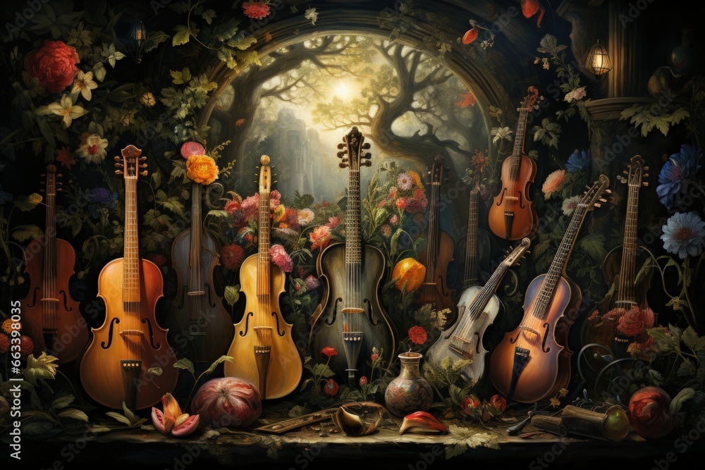 Naklejka premium Enchanted songbirds, their melodies capable of healing and soothing troubled hearts - Generative AI