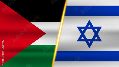 Flag of Israel and Palestine divided diagonally vector illustration..