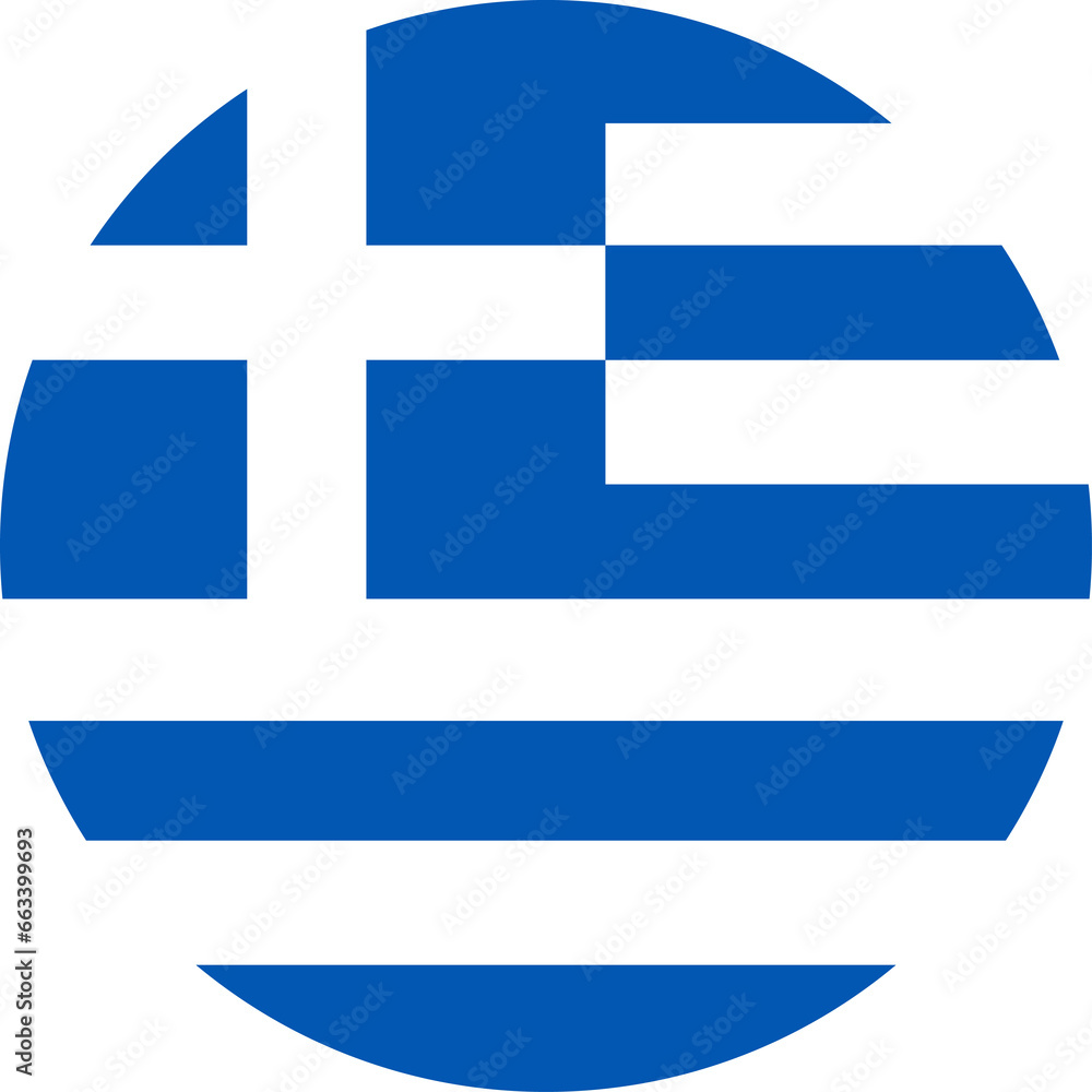 Greece round flag. Circular button, banner, icon. National sign. Travel icon, symbol. Greece round flag. Circular button, banner, icon. National sign. Travel icon, symbol.