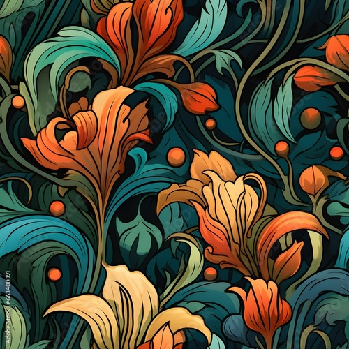 seamless pattern with flowers, Ai generated 