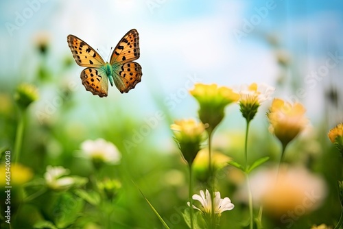 Butterfly Flying over the Meadow. © MdDin