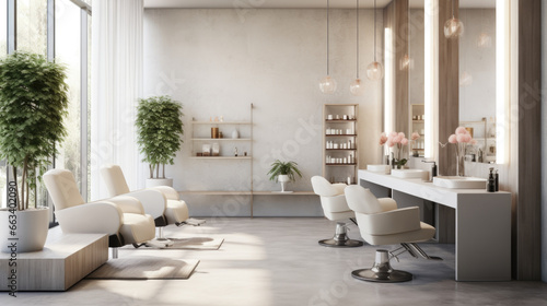 Cozy beauty salon with a minimalistic and modern design photo