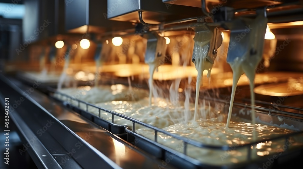 Cooking Milk in Stainless Steel Tank for Cheese in factory Food Industry.