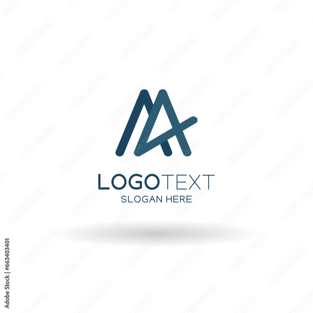 Abstract logo with letter A4 illustration in blue color. Abstract logo with letter A4 illustration in blue color.