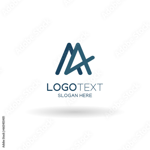 Abstract logo with letter A4 illustration in blue color.