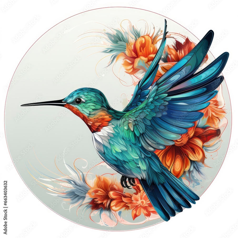 Obraz premium Hummingbird clipart on white background.